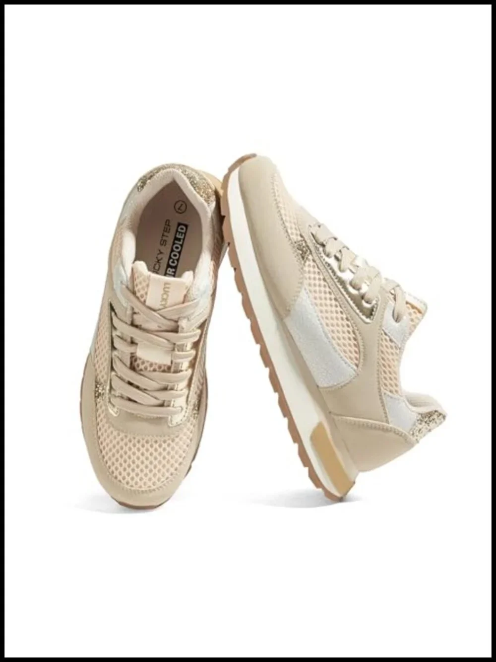 Non Slip Chunky Fashion Sneakers with Dual-Color Laces